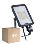 Confezione Multipack 4x Philips Proiettore LED Ledinaire BVP167 50W 6000lm 110D - 830-840-865 CCT | IP65 - Sensore di Movimento e Luce - Simmetrico