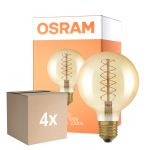 Confezione Multipack 4x Osram Vintage 1906 LED E27 Globe Filamento Oro 95mm 7W 600lm - 822 Bianco Molto Caldo | Dimmerabile