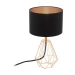 Eglo Lampada Da Tavolo Carlton 2 Acciaio Rame Nero | IP20 - Adatto per 1x E14 