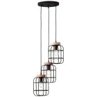 Brilliant Gwen Luce Pendente Metallo Legna Nero | 420mm - Adatto per 3x E27