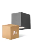 Pacco doppio D'Lite Luce Da Parete Vrebos Aluminium Nero | Adatto per 1x GU10