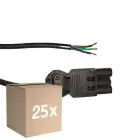 Confezione Multipack 25x Noxion GST - Compatibile Cavo di alimentazione Nero - Maschio + Estremità aperte - 0,3m - 3 pole 0,75mm2